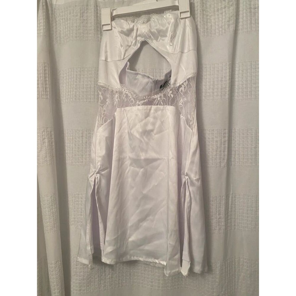 NWT Sister Party white satin mini dress M